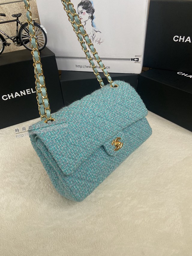 Chanel專櫃限量款Classic Flap Bag 01112布包 香奈兒CF單肩斜挎鏈條女包 djc4611